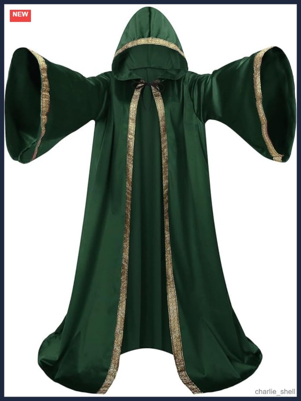 Unisex Medieval Wizard Robe Velvet Hooded Cloak Costume